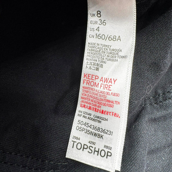 TOPSHOP MOTO Women's 4 Black White Polka Dot‎ Wide Leg Denim Overalls Pockets - Picture 5 of 10